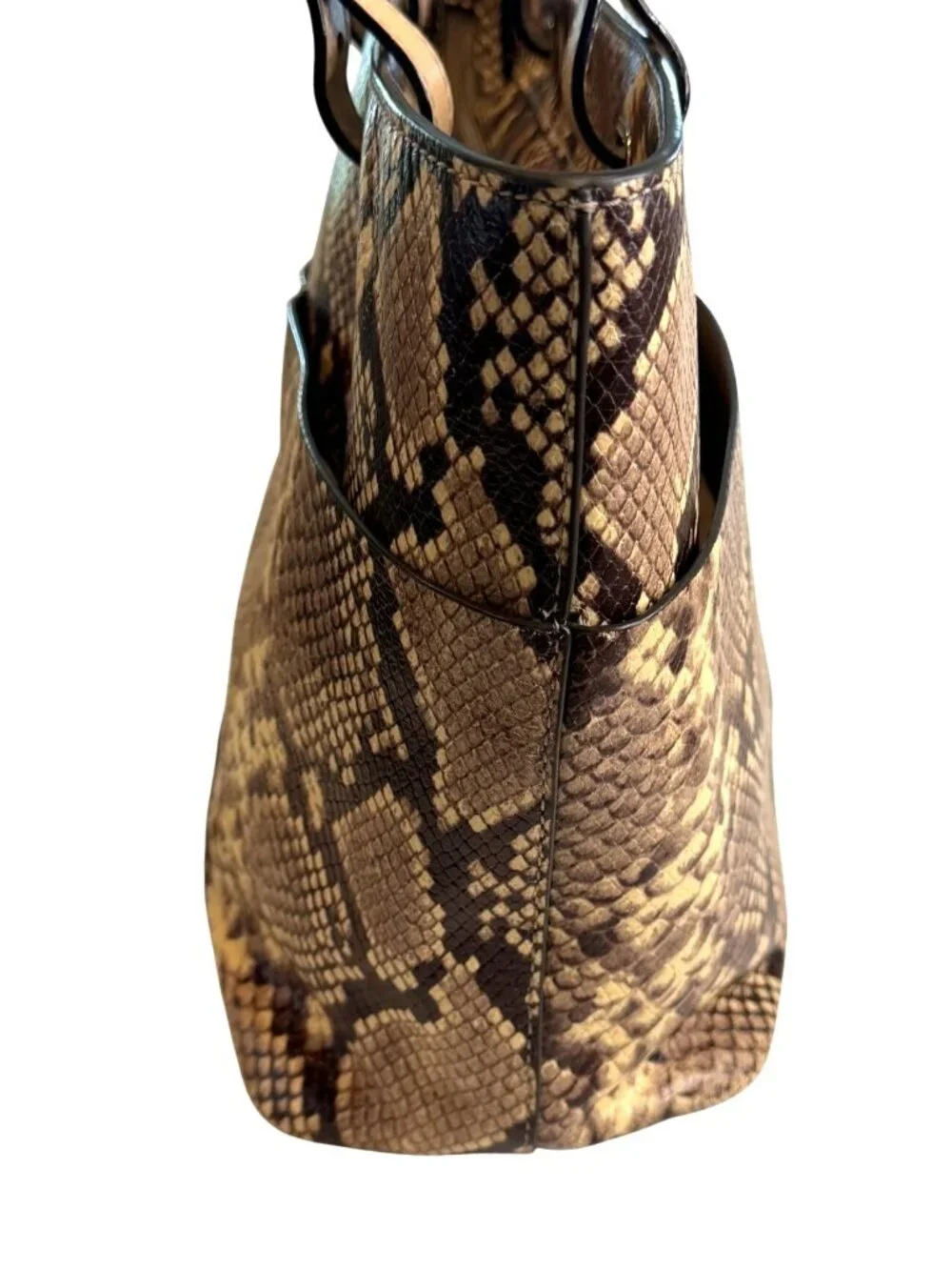 Michael Kors Bedford Pockets Tote Bag Snake Skin Python Design